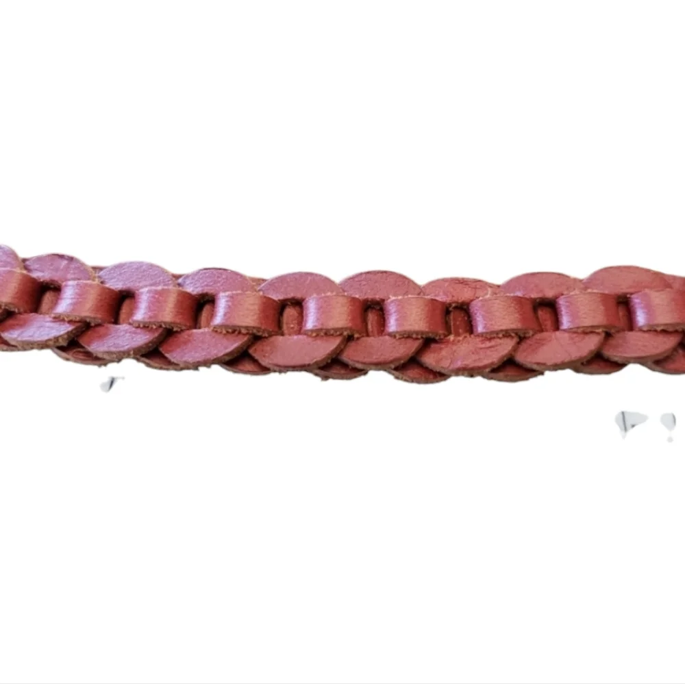 Vintage Braided Leather Belt - Red 40 inches‎